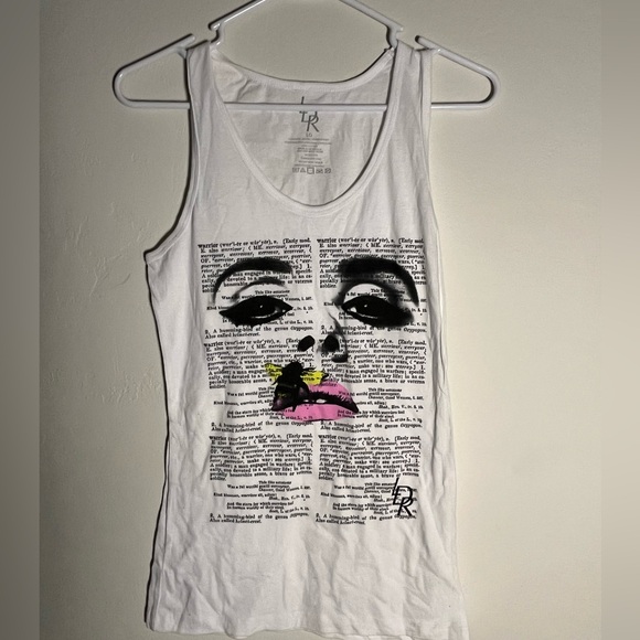 Lana Del Rey White Graphic Tank Top Dictionary Print LG - Picture 1 of 4